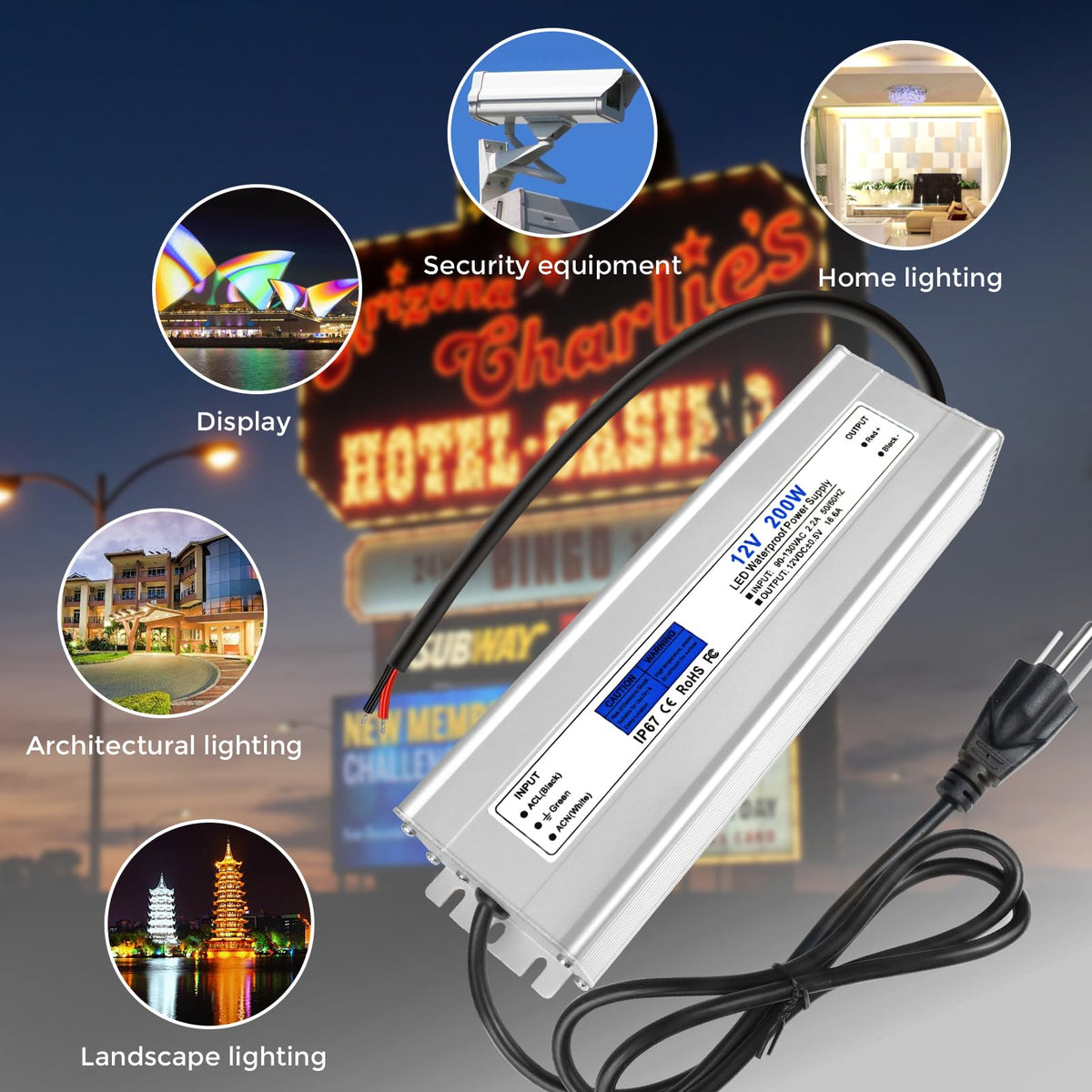 200W IP67 Waterproof 12V LED Driver U11167