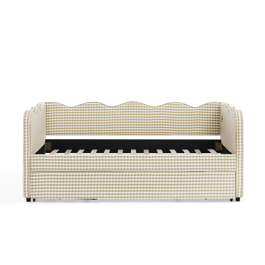 Twin Size Gingham Daybed with Trundle and USB Ports K6766