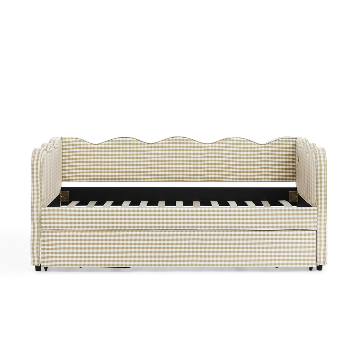 Twin Size Gingham Daybed with Trundle and USB Ports K6766