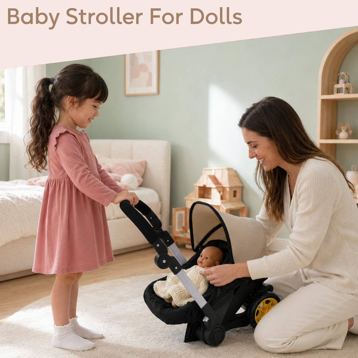 Convertible 2-in-1 Doll Stroller and Car Seat X36696