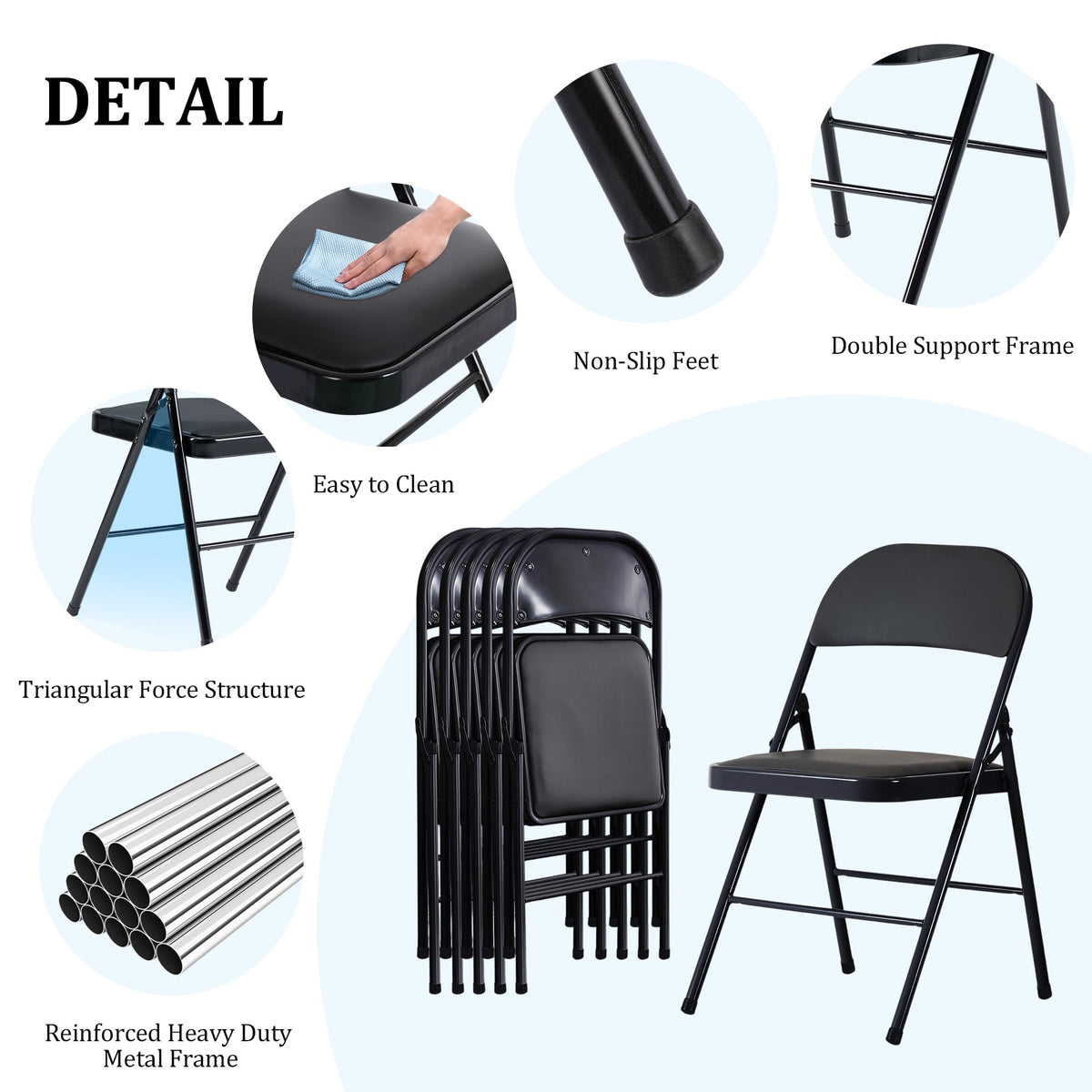 10 Pack Folding Chairs with Cushion W978