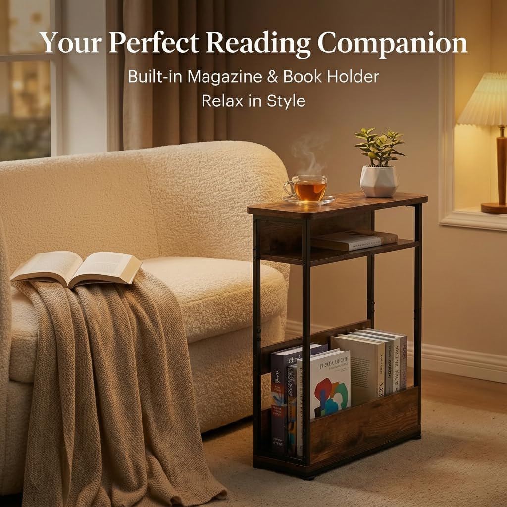3-Tier Narrow Side Table with Storage Shelf J344687