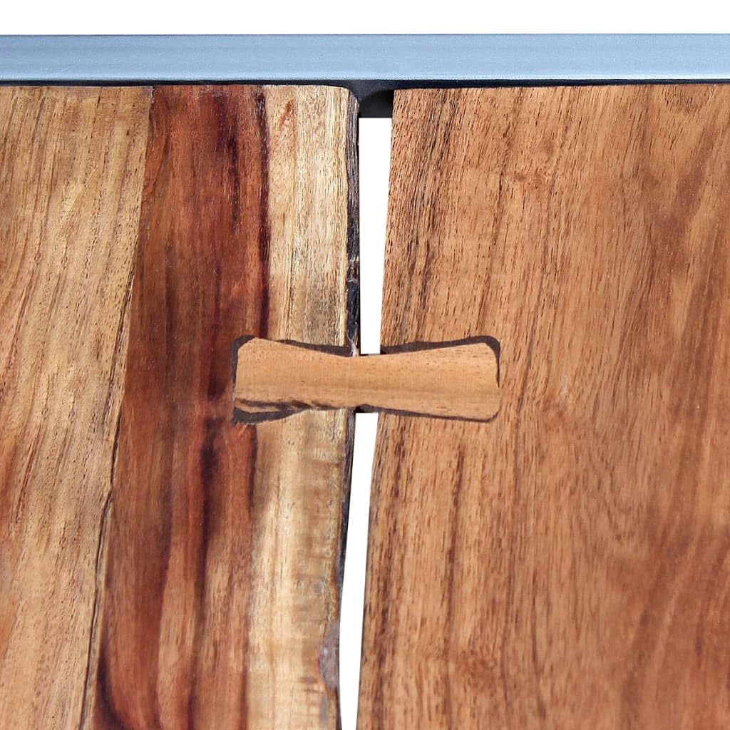 Acacia Wood and Steel Coffee Table Set of 2 Brown N783061