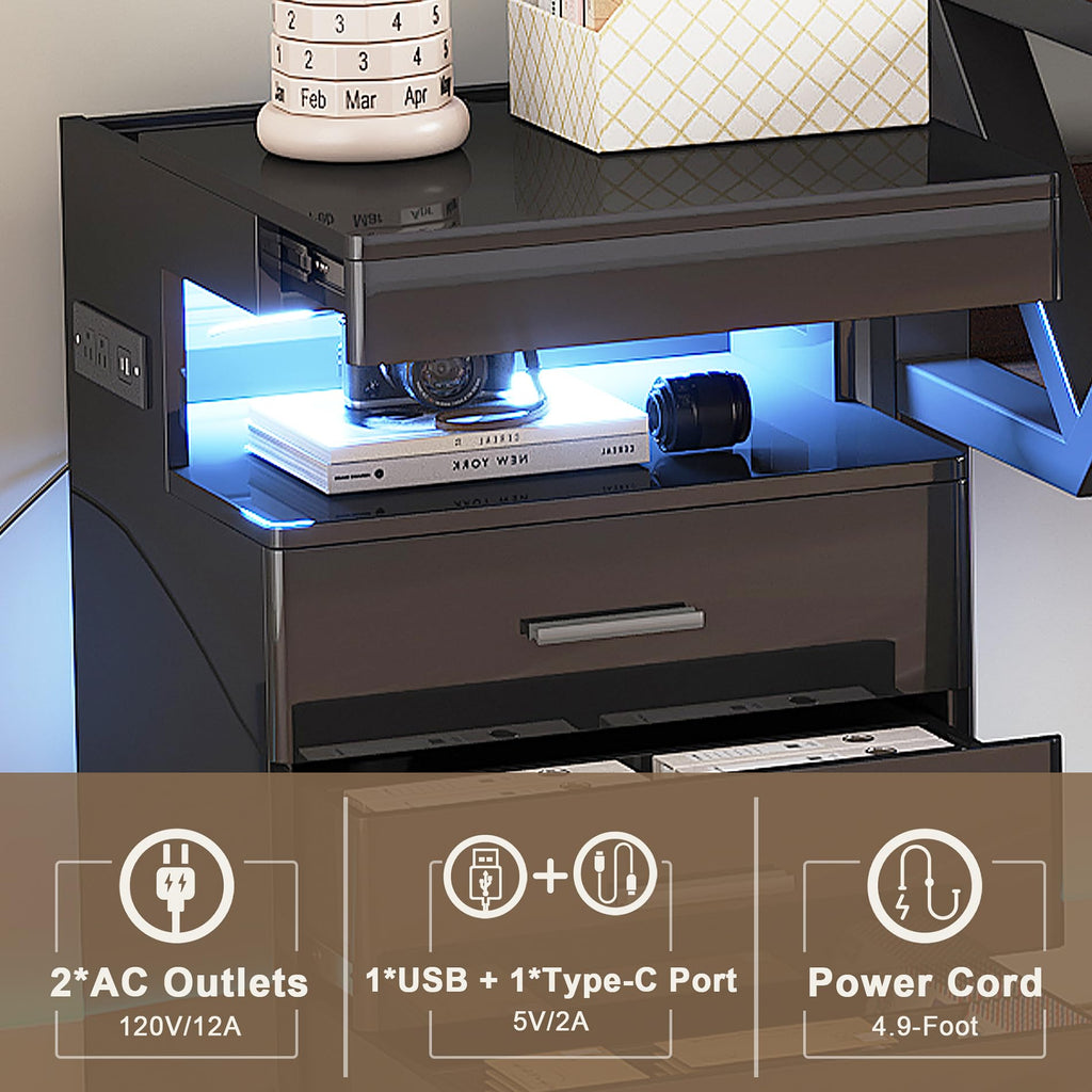 Led Nightstand with Charging Station X317