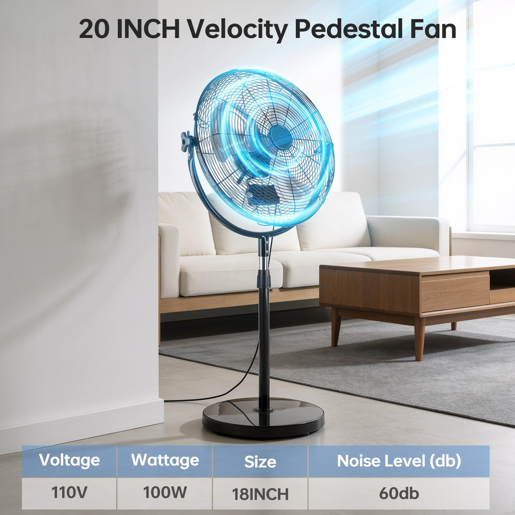 20 Inch Heavy Duty High Velocity Metal Stand Pedestal Fan R47997