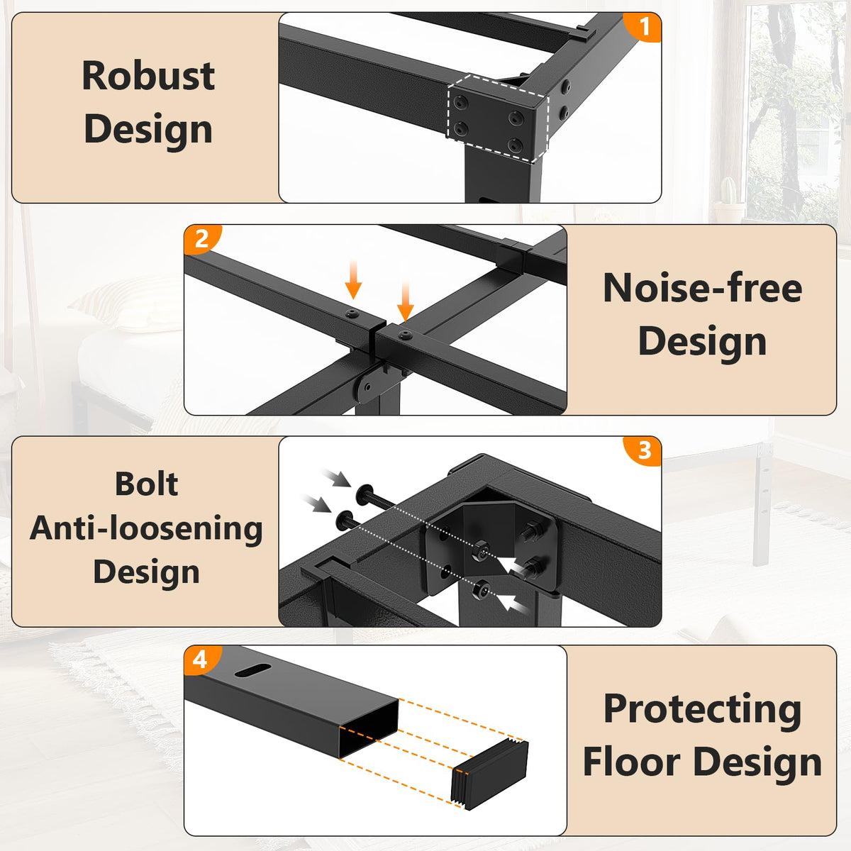 14 Inch Queen Metal Platform Bed Frame with Underbed Storage K525