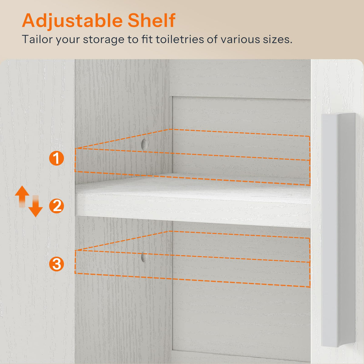 White Small Bathroom Wall Cabinet with Adjustable Shelf P65175