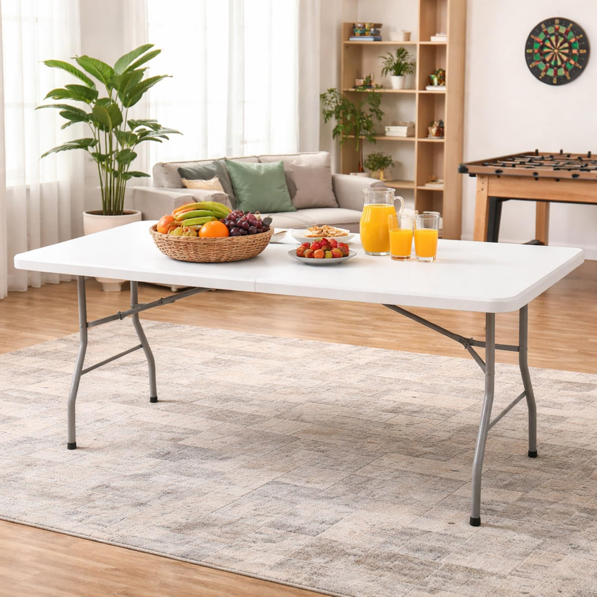 6FT Plastic Folding Table with Lock and Handle V680