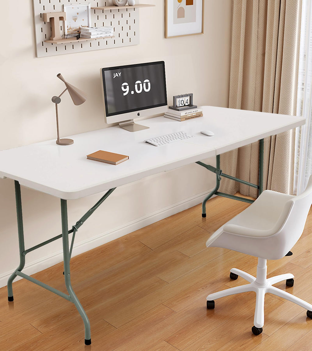6ft White Folding Table with Carrying Handle N203