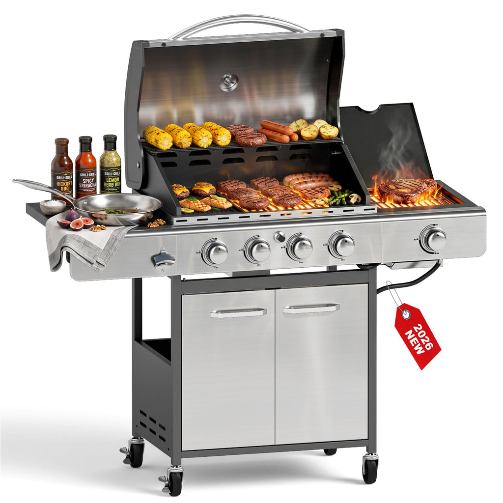 4 Burner Propane Gas Grill with Infrared Side Burner N8031