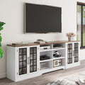White TV Stand with Storage Cabinet and 3-Tier Open Shelves I990328
