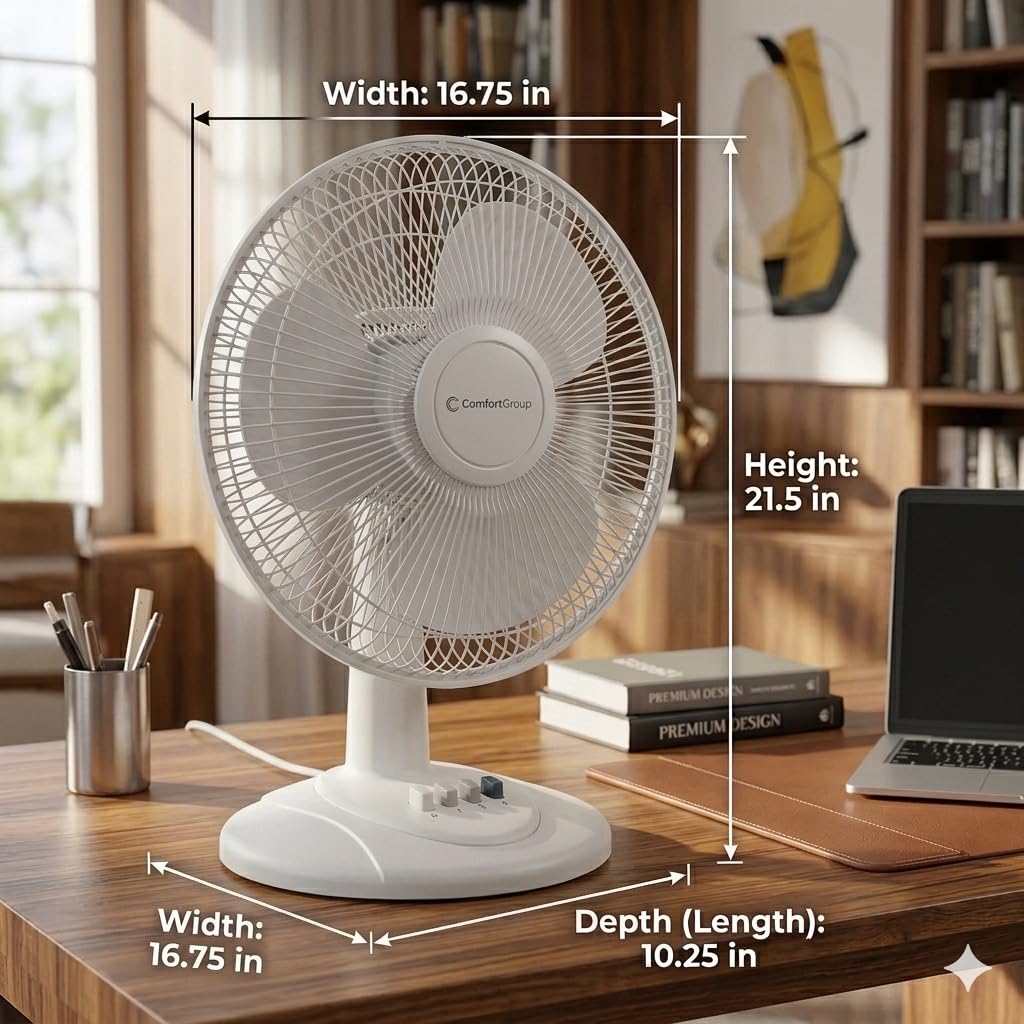 16 inch 3 Speed Oscillating Table Fan P973