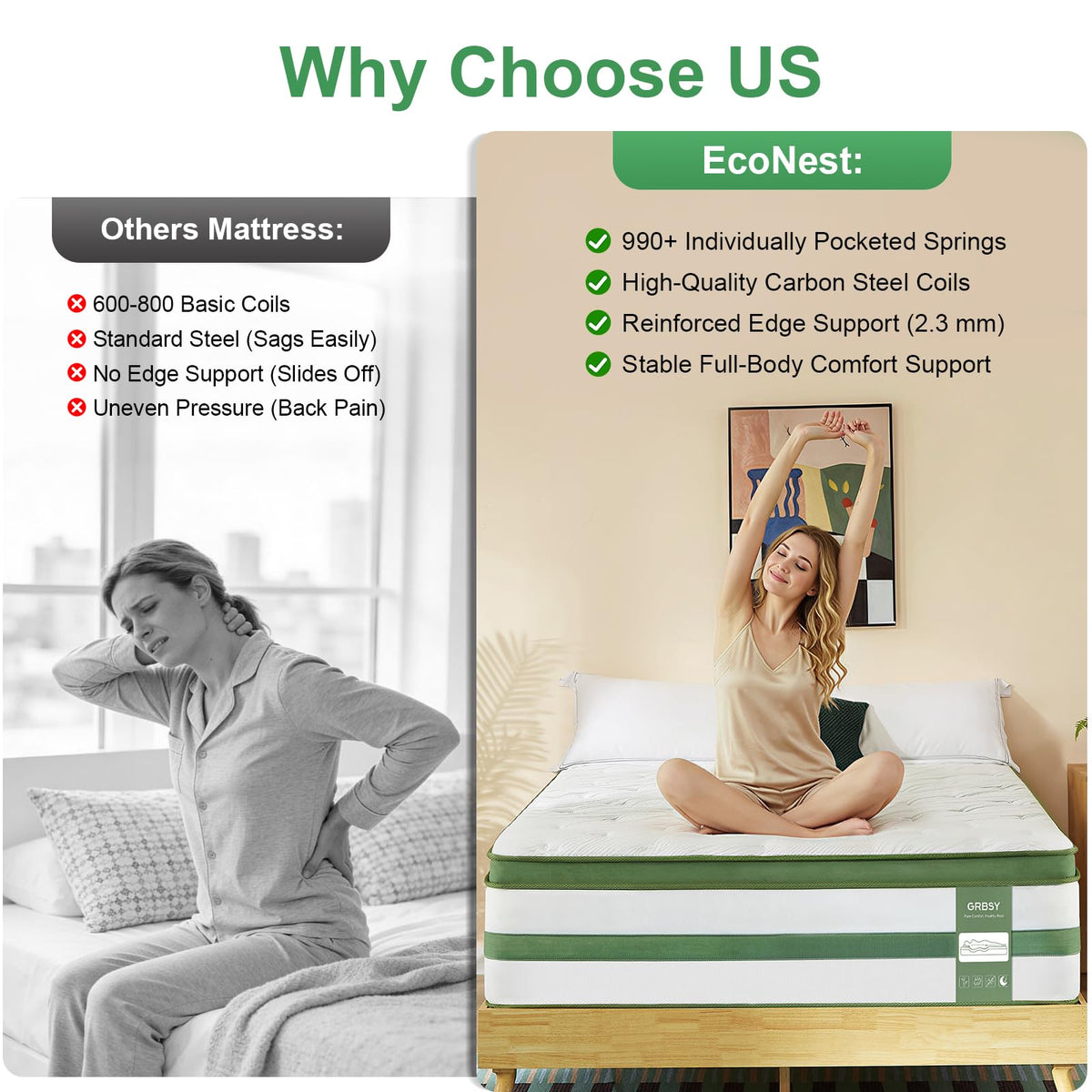 14 Inch Hybrid Memory Foam Full Size Mattress I980
