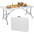 6 ft Heavy Duty Plastic Folding Table with Steel Legs, White T1940