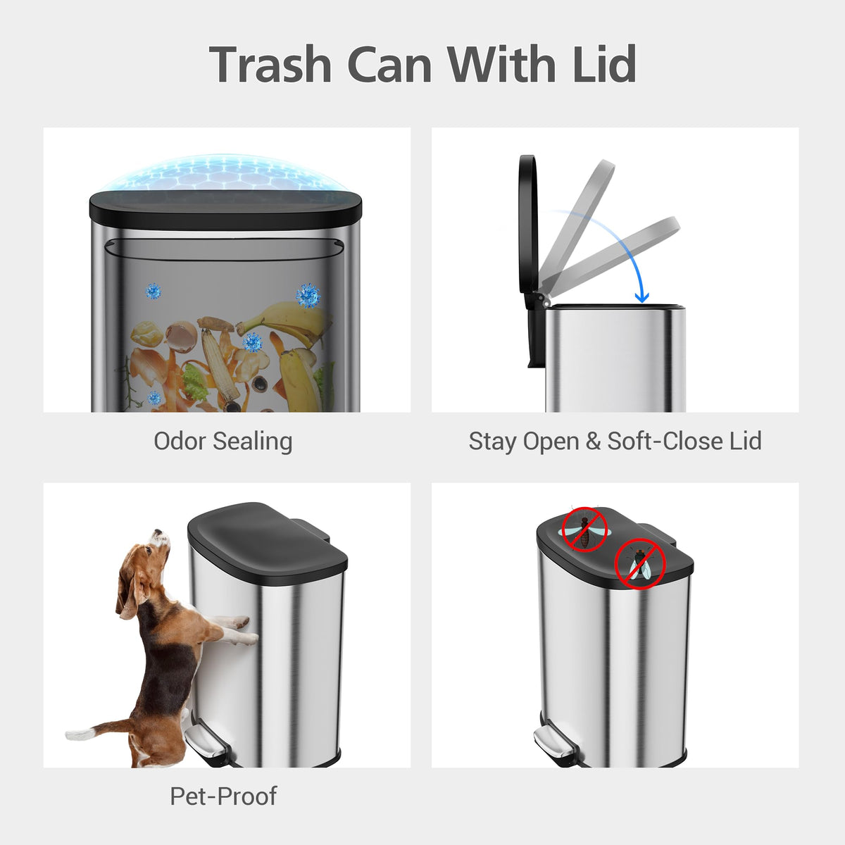 50L Stainless Steel Step-On Trash Can C182391