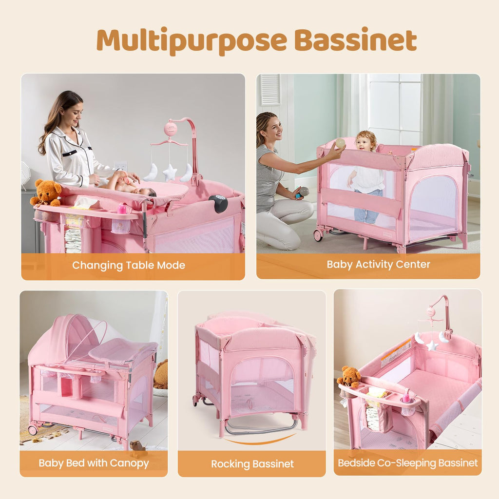 9 in 1 Bedside Bassinet with Changing Table Z8288