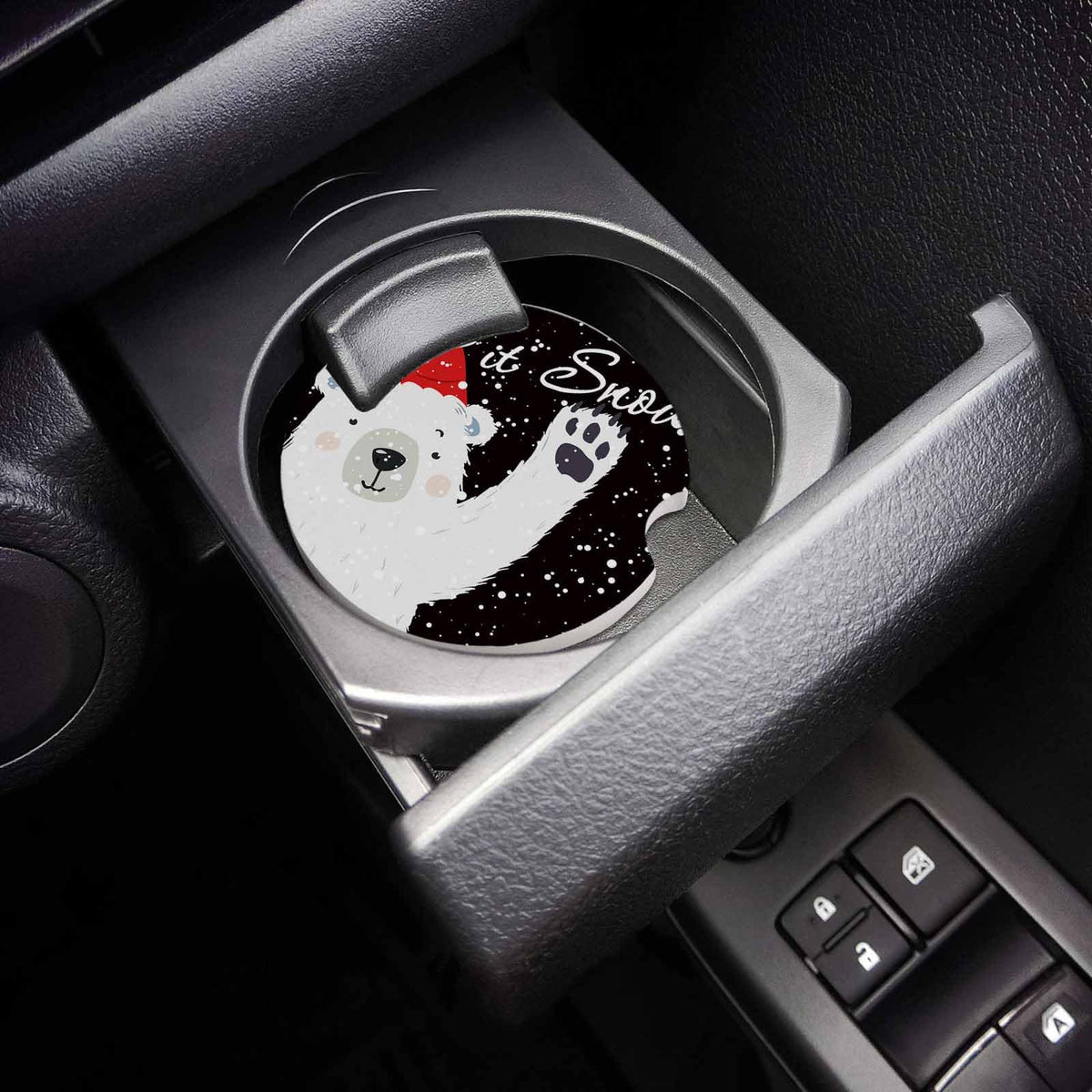 Black Ceramic Car Coasters 6 Piece Set D902170