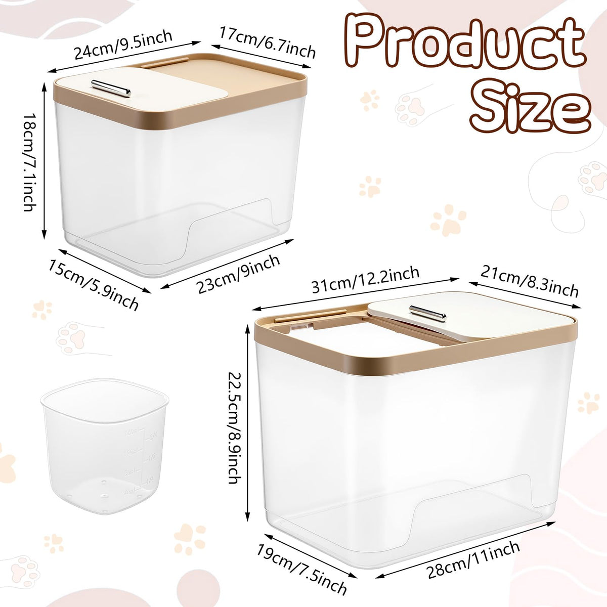 4 Pcs Clear Dog Food Storage Containers C466582