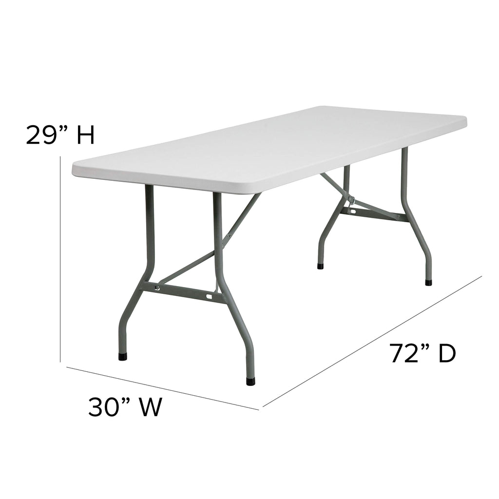 6 Pack 6-Foot Granite White Plastic Folding Table H393