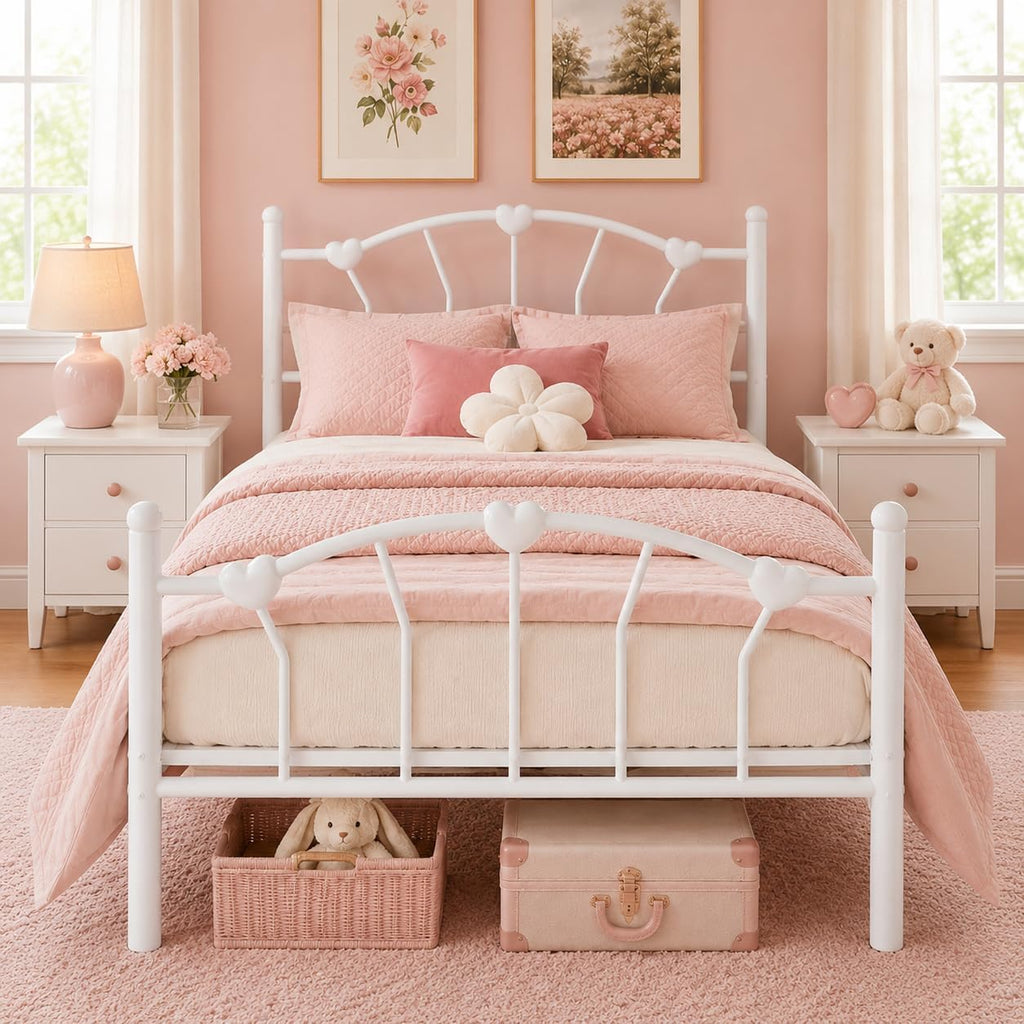 White Twin Metal Bed Frame I5739