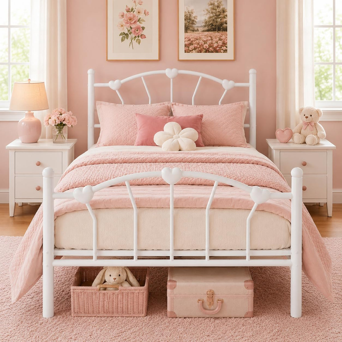 White Twin Metal Bed Frame I5739