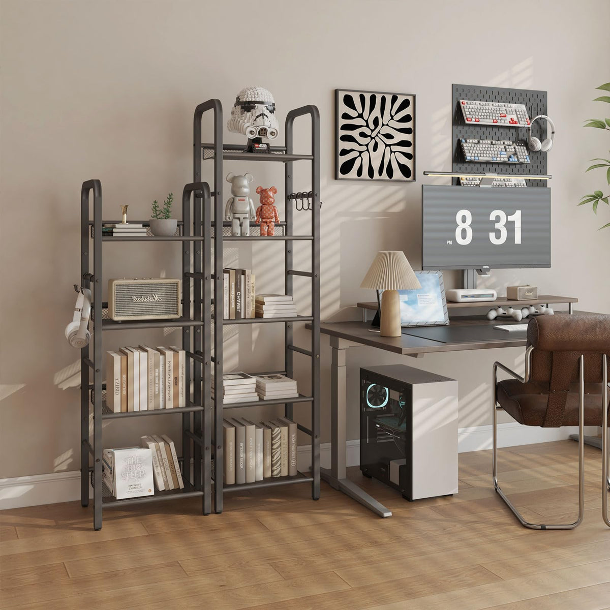 5 Tier Black Metal Bookshelf B835