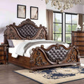 Brown Cherry California King Size Tufted Leatherette Bed F2270