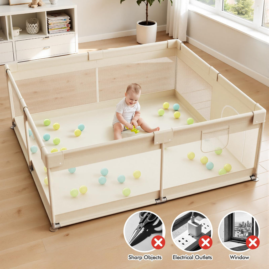Beige Small Baby Playpen V5085