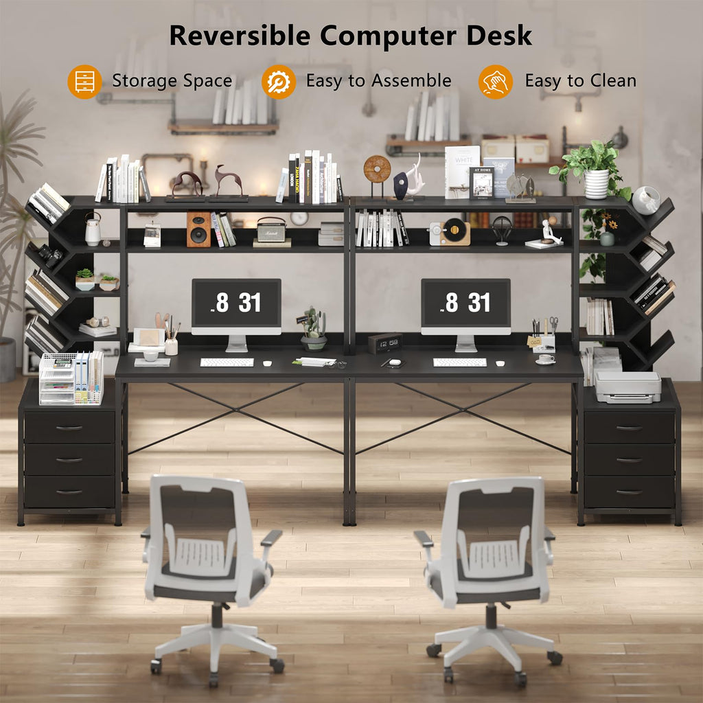 52" Computer Desk with Bookshelf, 3 Drawers & Hutch D2885