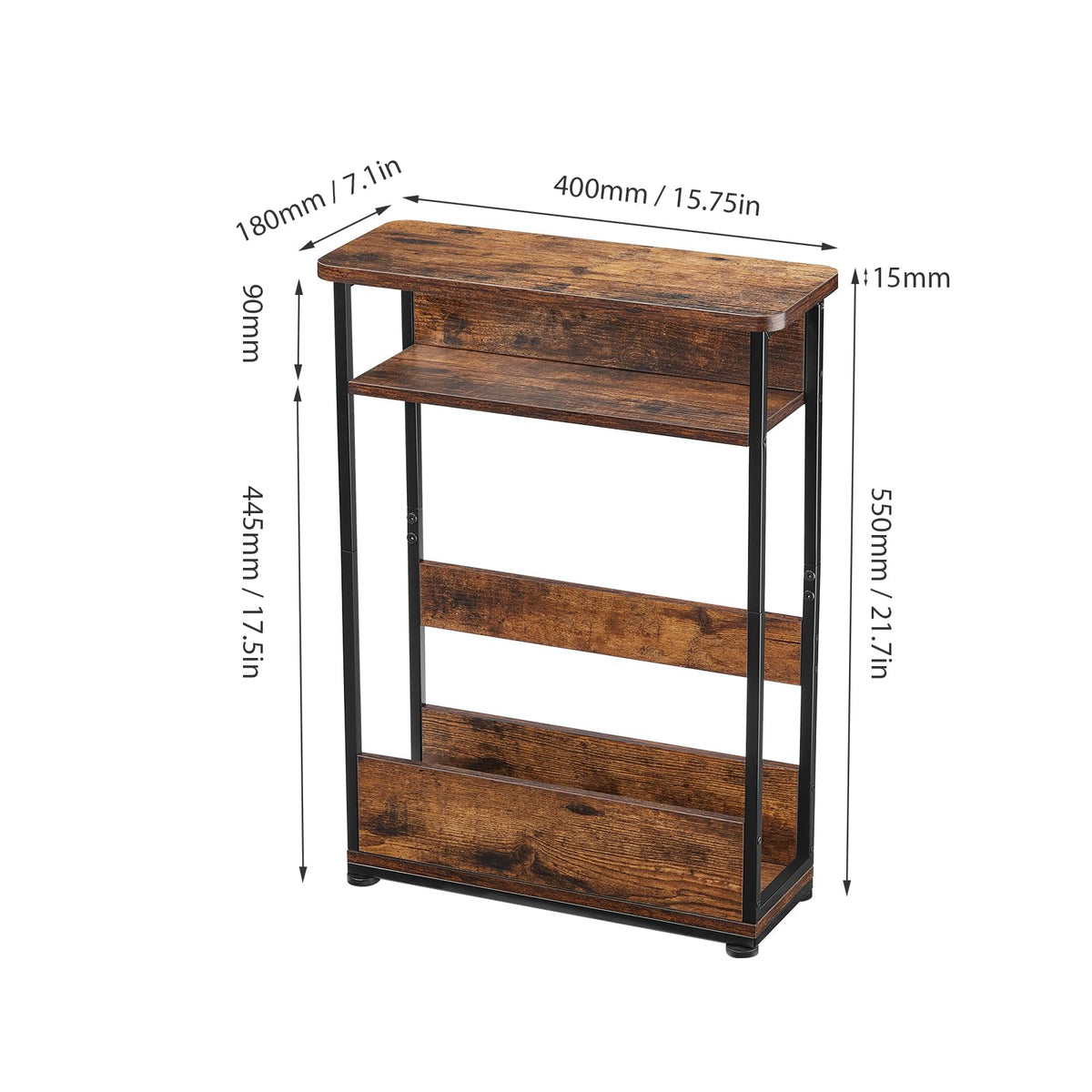 3-Tier Narrow Side Table with Storage Shelf J344687