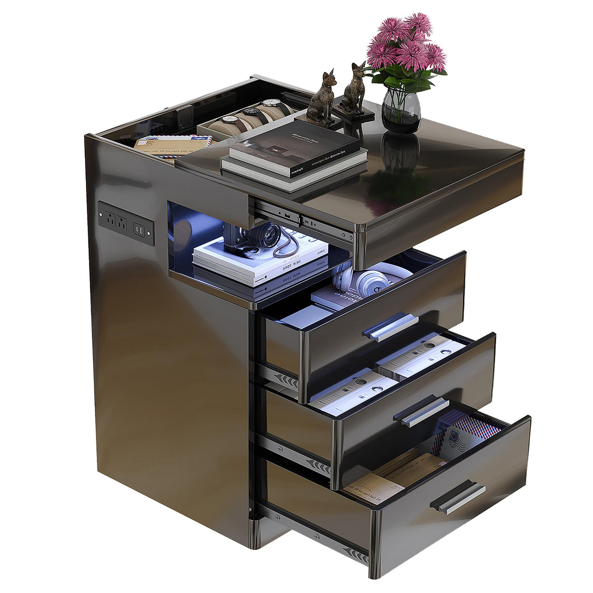Led Nightstand with Charging Station X317