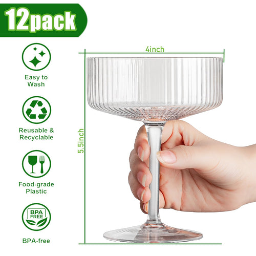 12 Pcs 10oz Acrylic Stem Cocktail Glassware Set R687