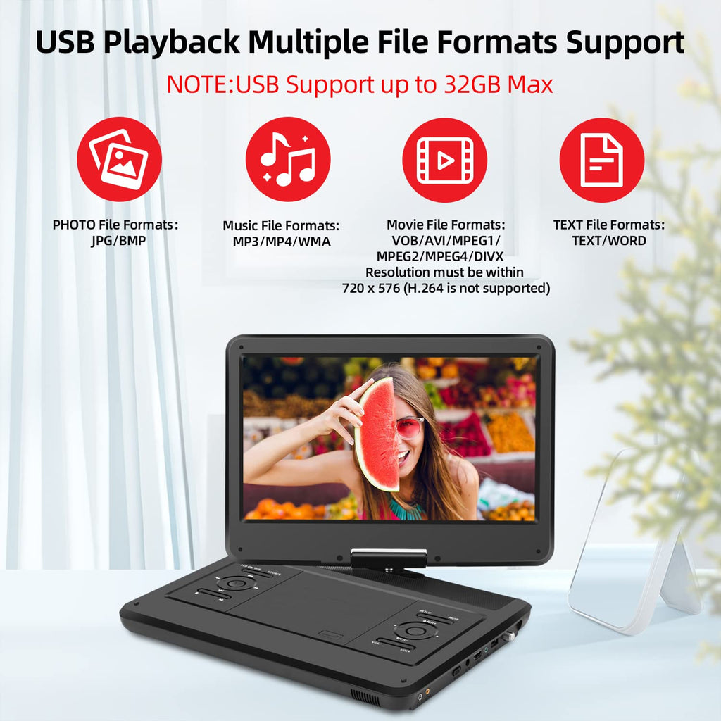 16.5" Portable TV/DVD Player Combo with 14.0" HD Swivel Screen L657