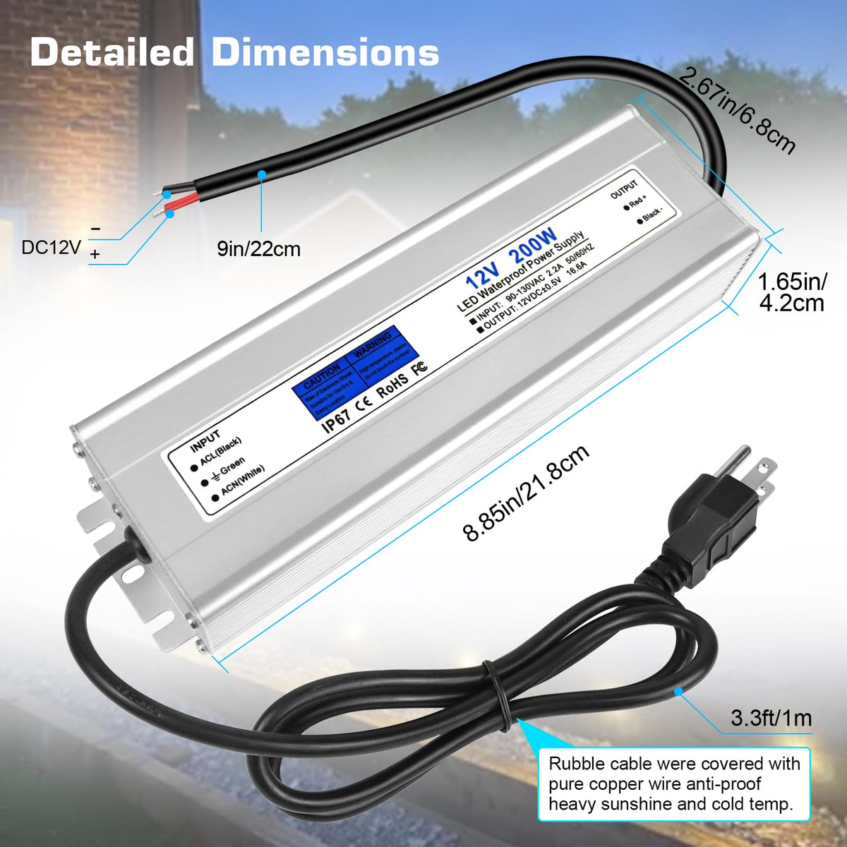 200W IP67 Waterproof 12V LED Driver U11167