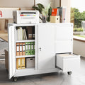 47" H 3 Drawer White Rolling Metal File Cabinet L85817
