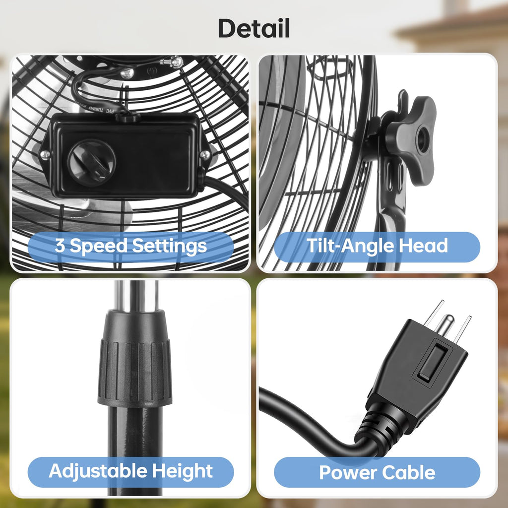 20 Inch Heavy Duty High Velocity Metal Stand Pedestal Fan R47997