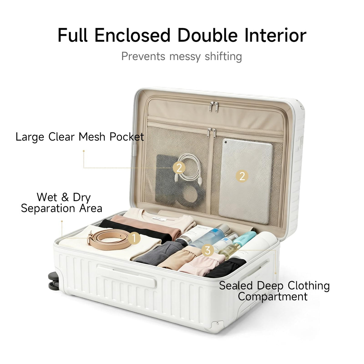 20 inch White Hardside Carry on Luggage with Spinner Wheel I685475
