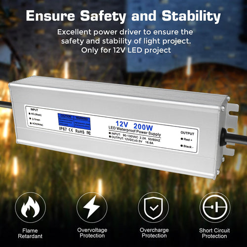 200W IP67 Waterproof 12V LED Driver U11167
