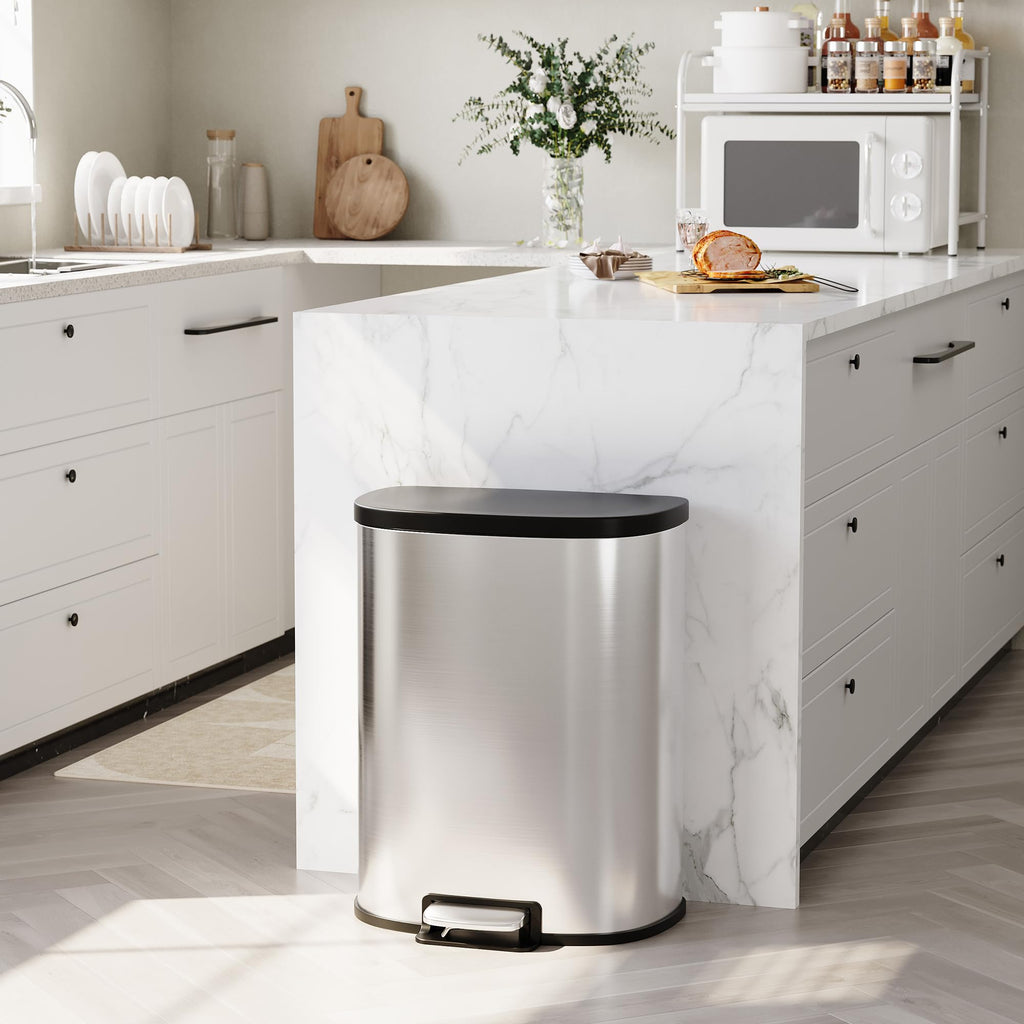 50L Stainless Steel Step-On Trash Can C182391