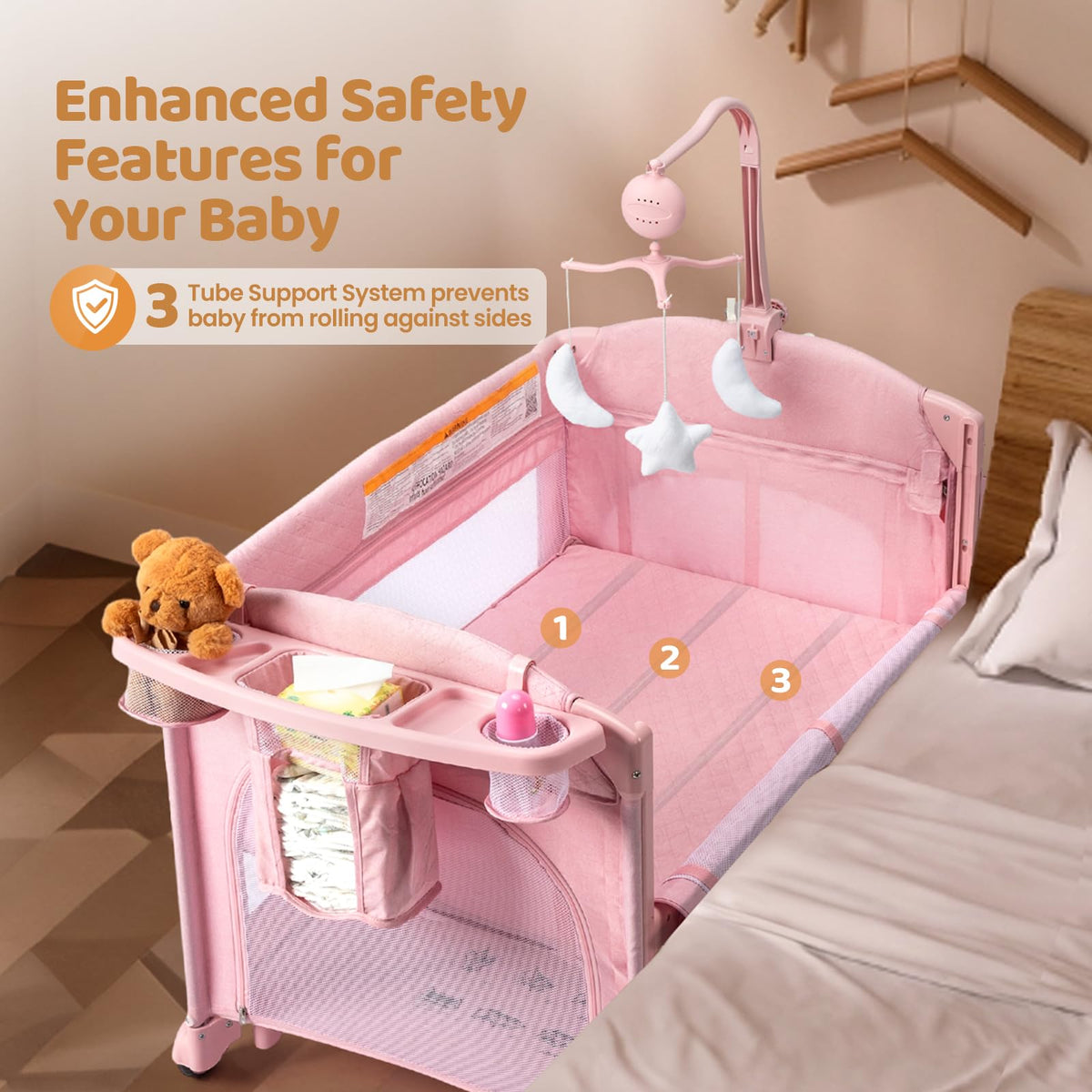 9 in 1 Bedside Bassinet with Changing Table Z8288