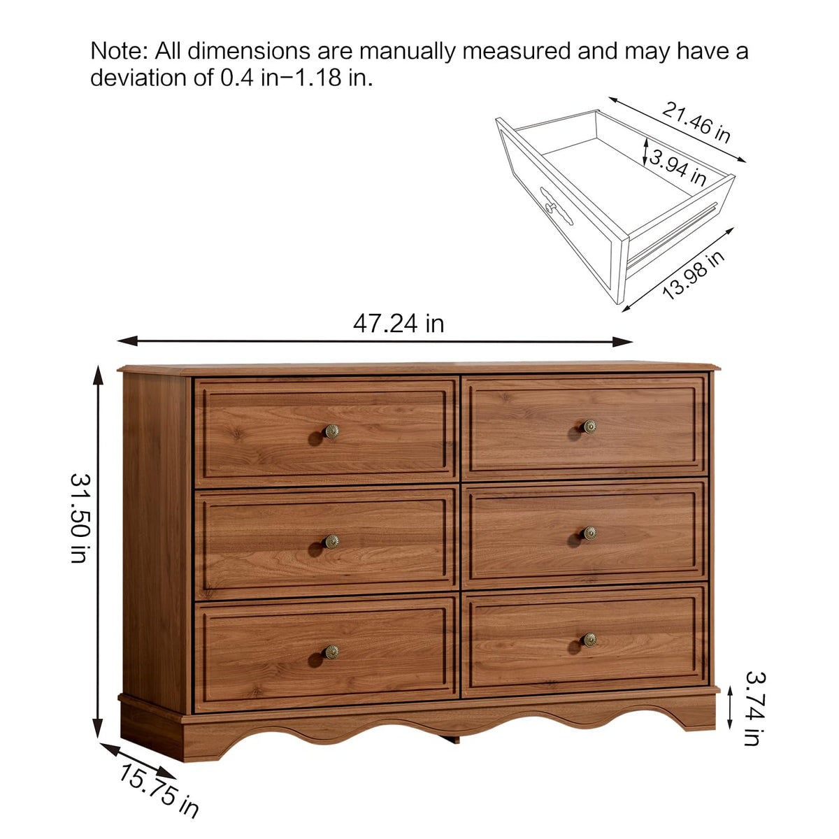 Chestnut 6 Drawer Chest of Drawers N906200