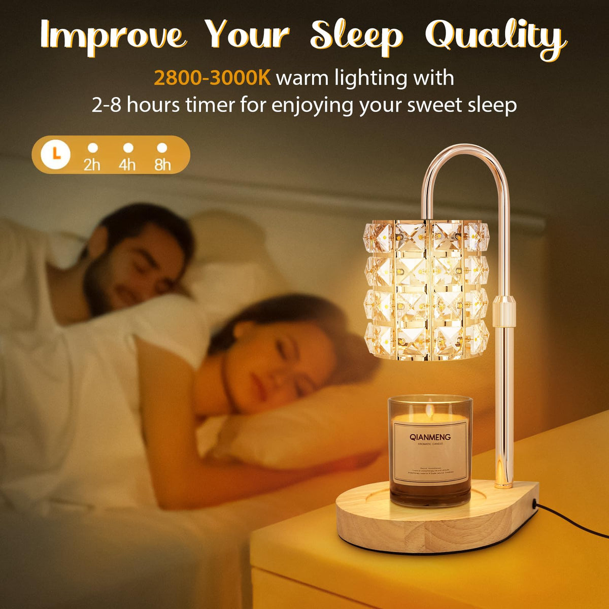 Candle Warmer Lamp with Timer, 2 Bulbs, Gold T89513