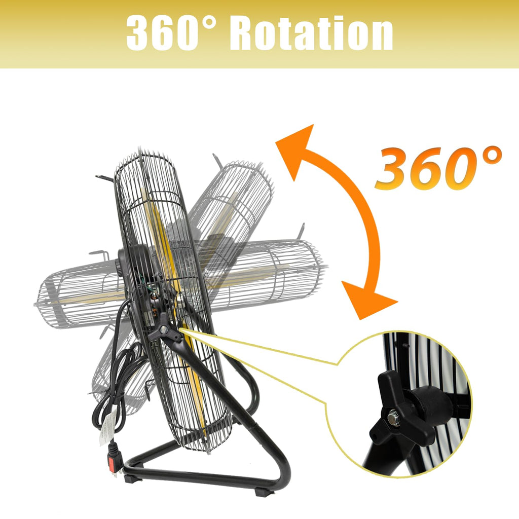 2 Pcs 20-inch 5300 CFM High Velocity Metal Floor Fan O859022