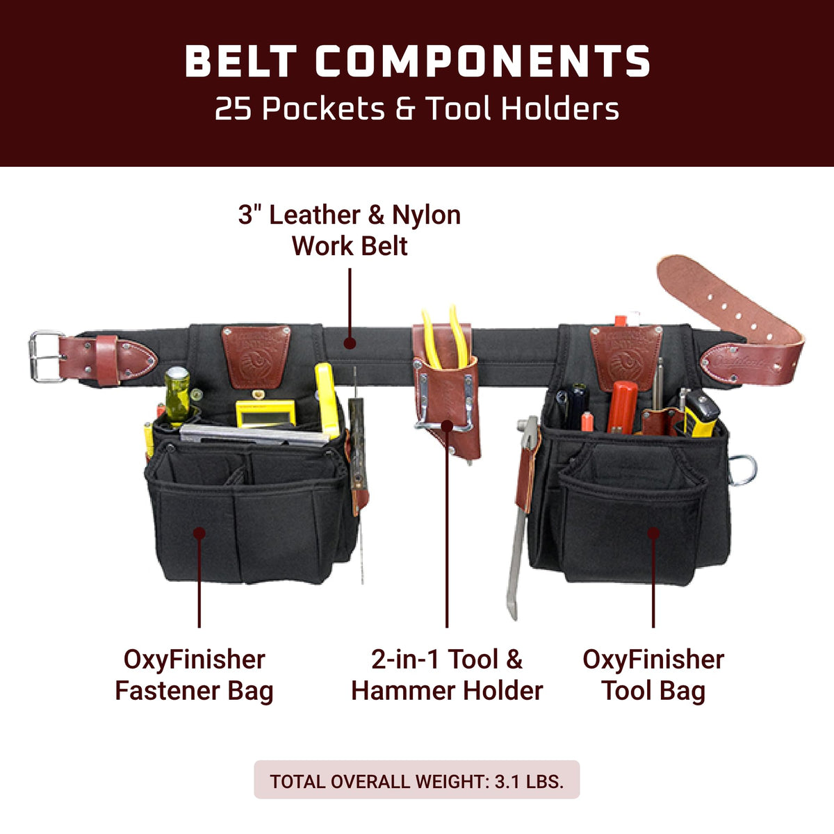 Leather Tool Belt Set with 25 Pockets N460565