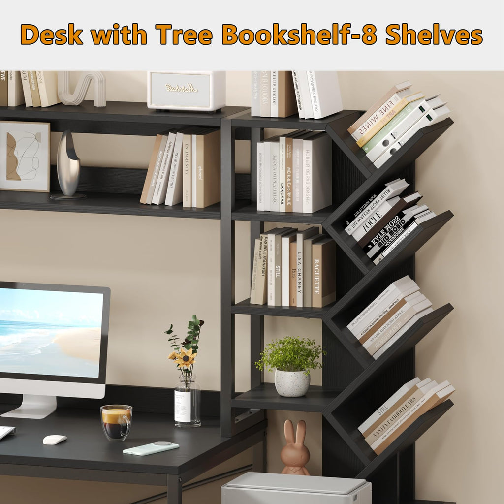52" Computer Desk with Bookshelf, 3 Drawers & Hutch D2885