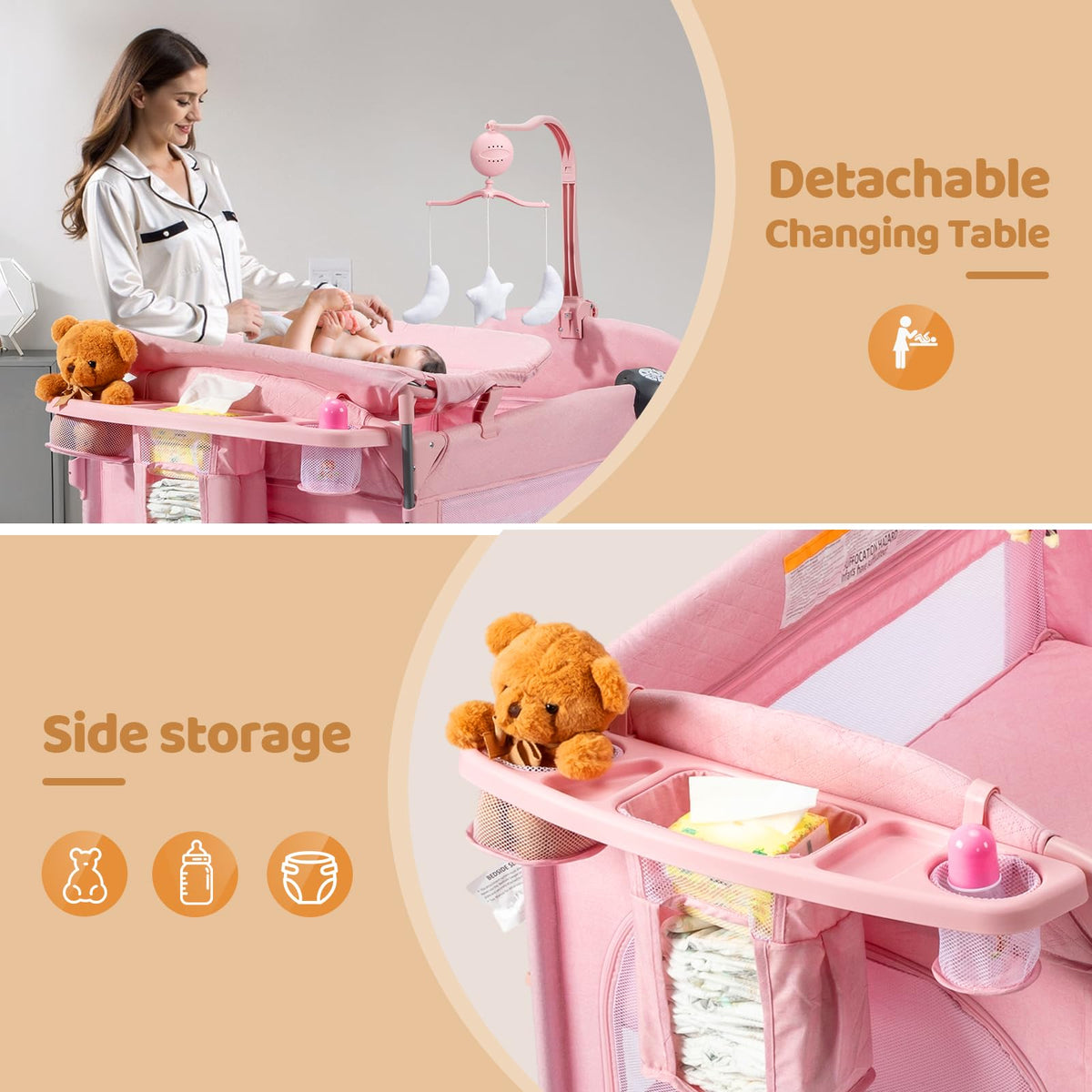 9 in 1 Bedside Bassinet with Changing Table Z8288