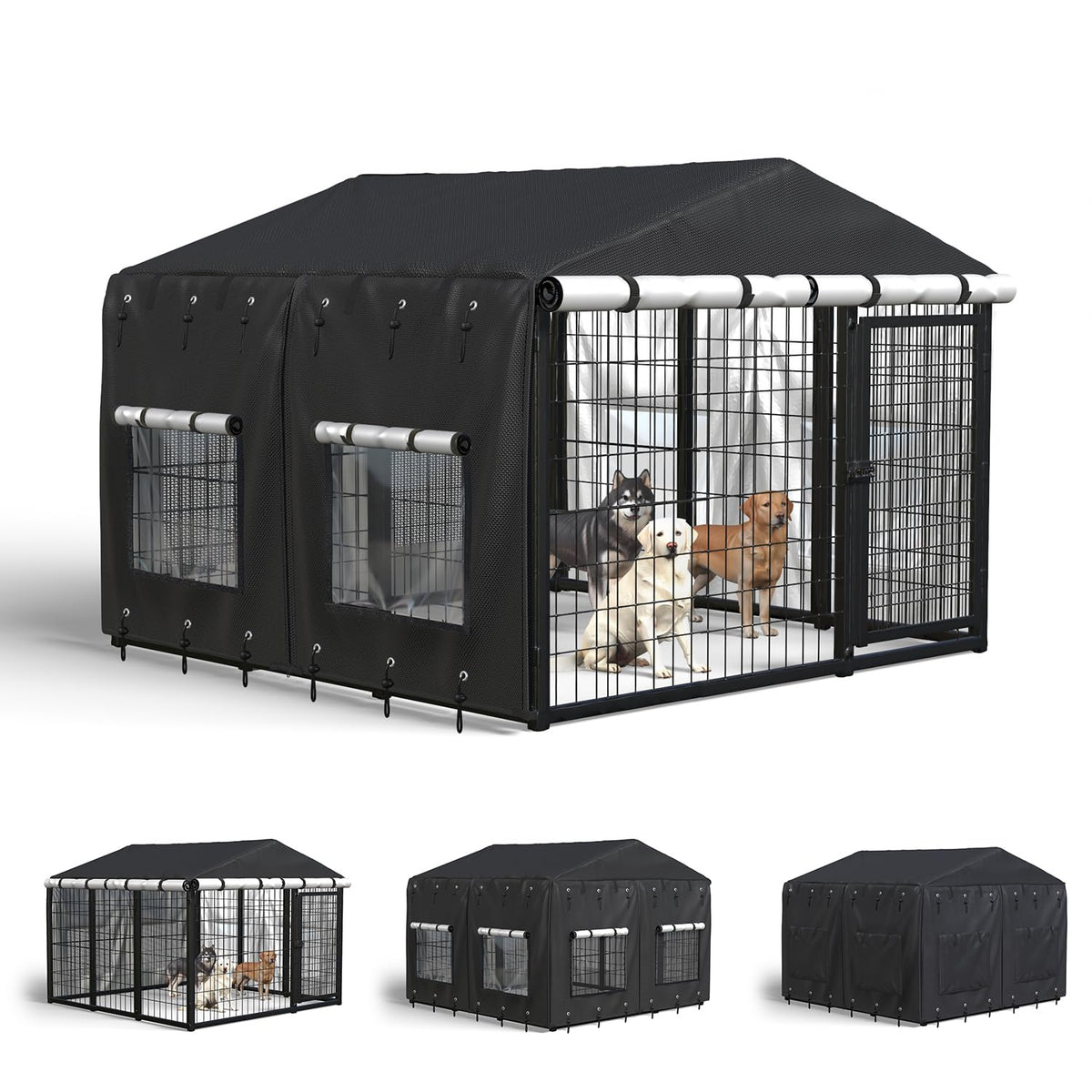 Waterproof Dog Kennel Cover with Transparent Window X18858