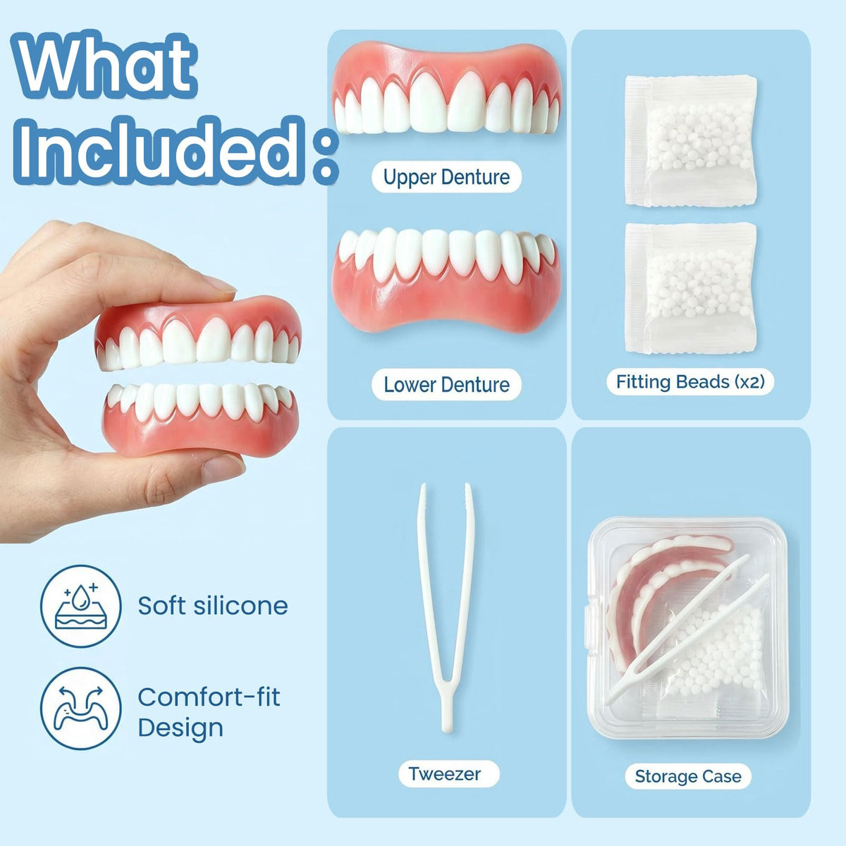 Moldable False Teeth Temporary Denture Set Q4610