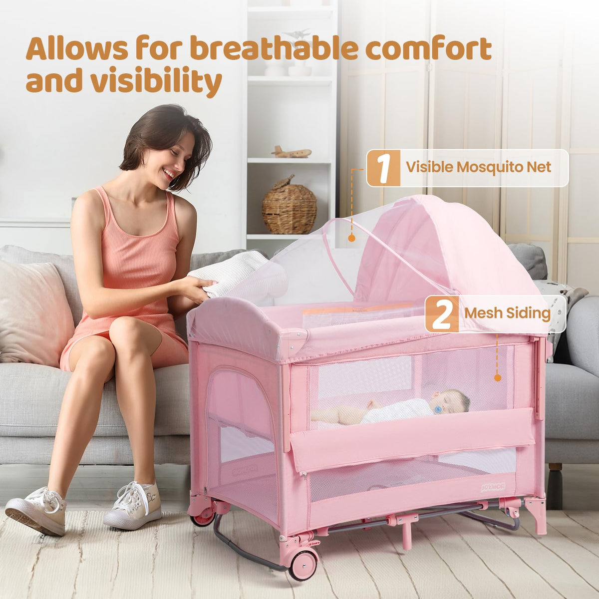 9 in 1 Bedside Bassinet with Changing Table Z8288