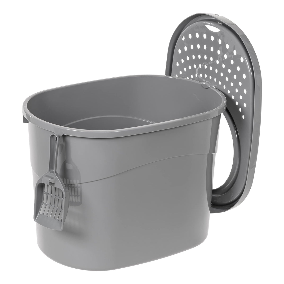 Large Top Entry Cat Litter Box with High Sides and Scoop J273